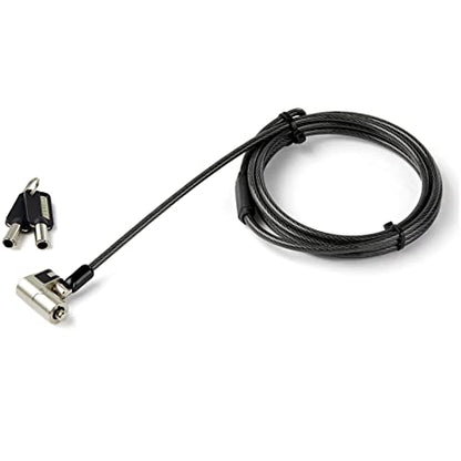 StarTech 6.6ft (2m) 3-in-1 Universal Laptop Cable Lock, TAA, Nano Wedge | Keyed Laptop/Desktop Security Cable Lock Compatible with K-Slot, Anti-Theft Steel Cable Lock with Keys, Computer