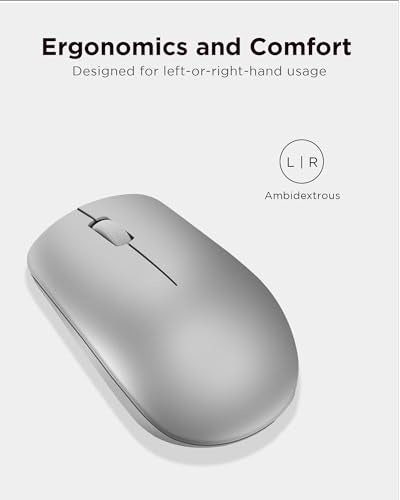 Lenovo 530 Full Size Wireless Computer Mouse for PC, Laptop, Computer with Windows - 2.4 GHz Nano USB Receiver - Ambidextrous Design - 12 Months Battery Life - Platinum Grey - color: Platinum Grey