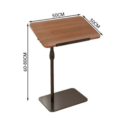 Overbed Bedside Table with Wheels, Height Adjustable Side Table 60-80cm Height Tilting Desktop C Shape Sofa Side Table Hospital Bed End Table Laptop Table for Home and Hospital Use A - color: A