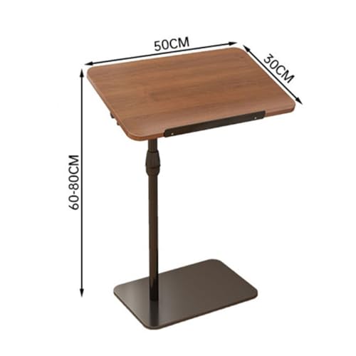 Overbed Bedside Table with Wheels, Height Adjustable Side Table 60-80cm Height Tilting Desktop C Shape Sofa Side Table Hospital Bed End Table Laptop Table for Home and Hospital Use B - color: B