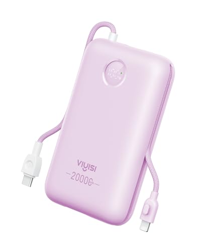 VIYISI Portable Charger 20000mAh 30W Fast Charging, Power Bank with Built-in Cables & LED Display, USB C Battery Pack for iPhone 17/16/15/14, Samsung, iPad and Android Phones, Travel - Purple - color: Purple
