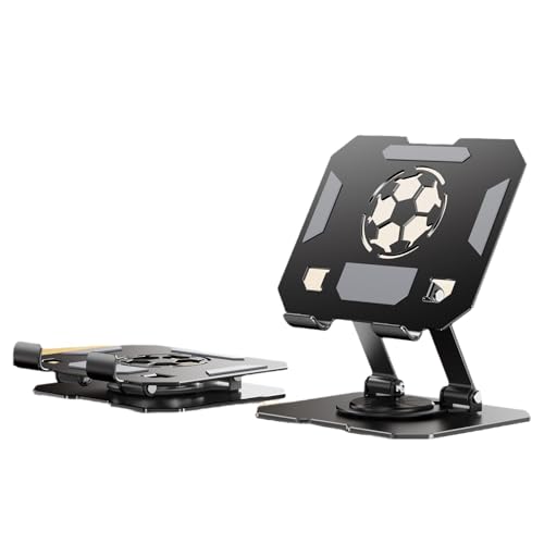 360° Rotatable Metal Tablet Stand, Adjustable Folding Desktop Stand for iPad/iPhone/Switch, Universal Use for Office/Movie/Studying/Drawing/Gaming - color: Black