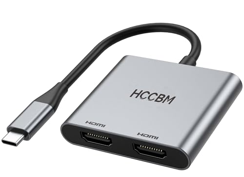 USB C to Dual HDMI Adapter, Dual Monitors Adapter USB C Hub with 2 HDMI Docking Station 4K @60hz for Laptop HP Dell Surface Thinkpad… - color: Silver