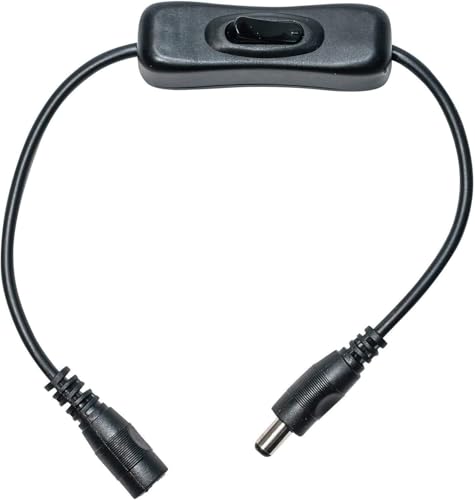 Gebildet 5pcs 12V LED Strip Light Inline On/Off Switch Cable DC Jack (5.5x2.1mm) Male to Female Connector(Black) - style: DC switch(black)