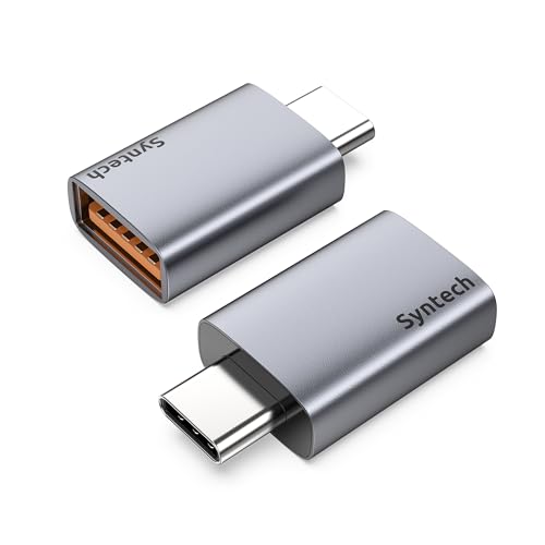 Syntech USB C to USB Adapter 2-Pack, 10Gbps Type C Male to USB 3.2 Female | Fit Side by Side, 10Gbps High Speed Transfer, Aluminum Housing, Plug & Play for iPhone17 Pro Max/iPad/iMac/MacBook Pro - color: Space Gray