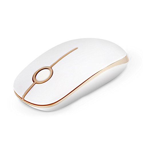 VssoPlor Wireless Mouse, 2.4G Slim Portable Computer Laptop Mouse with Nano Receiver Quiet Silent Optical Mice for Notebook, PC, Laptop, Computer-White and Gold - color: White and Gold