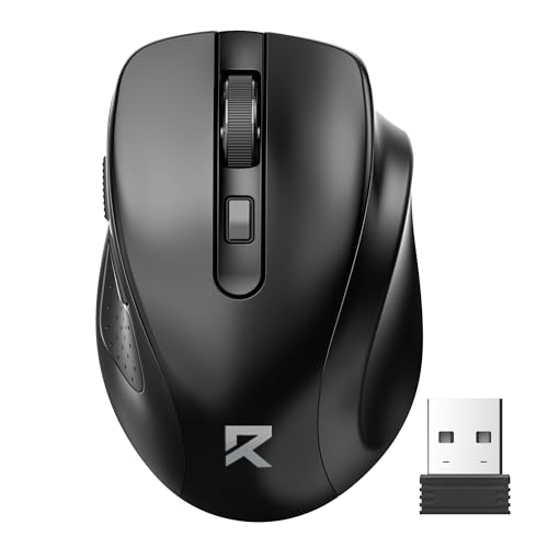 Redragon Wireless Mouse for Laptop, 2.4G Optical Computer Mouse 5-Level 4000DPI, Office Cordless USB Mice, 6 Buttons, 18 Months Battery, Portable for PC, Chromebook, Wins, Mac, Small to Medium Hand