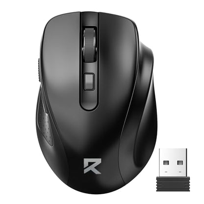 Redragon Wireless Mouse for Laptop, 2.4G Optical Computer Mouse 5-Level 4000DPI, Office Cordless USB Mice, 6 Buttons, 18 Months Battery, Portable for PC, Chromebook, Wins, Mac, Small to Medium Hand