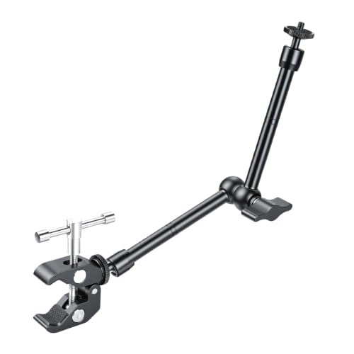 UTEBIT 13'' Magic Arm Camera Mount 360° Rotation 2-Sections Foldable Tabletop Holder with C-Clamp Overhead Camera Mount with 1/4" & 3/8" Screw Hole for DSLR, Digicam, Webcam, Microphone - size: 13 inch