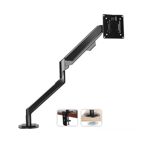 Monitor Stand Single Monitor Arm, Gas Spring Single Monitor Mount up to 32" and 19.8 lbs, Adjustable Aluminum Monitor Arm Desk Mount with C-Clamp and Grommet Base monitor stand desk arm(Black) - color: Black