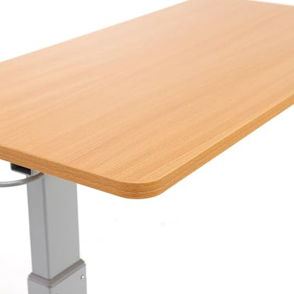 Overbed Table with Wheels Adjustable Height, Heavy Duty Hospital Table Over Bed for Home Use 70 Pounds Capacity - color: Beech Color