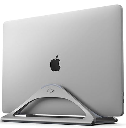 HumanCentric Vertical Laptop Stand for Desks in Space Grey, Upright Adjustable Holder to Dock Apple MacBook Stand, and Other Laptops to Organize Work & Home Office, Automatic Grip - color: Space Gray
