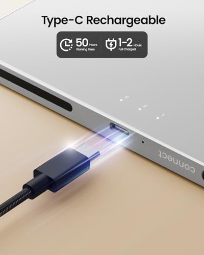 ProtoArc T1 Plus Bluetooth Trackpad for Win 11/10, White Silver | Large 6.4" touch surface, supports 3-device switching via Bluetooth. No USB receiver needed. Rechargeable and Multi-Gesture. - color: White and Silver