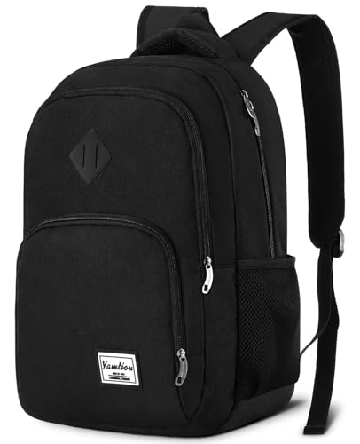 YAMTION Backpack for Men and Women,School Backpack for Teenager,15.6 inch Laptop Bookbag with USB Charging port for Business Work College Travel Trip - color: Black, size: 15.6 inch