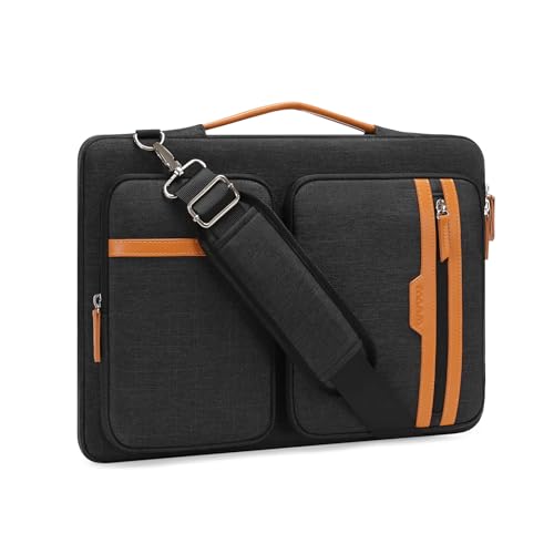 MOSISO 360 Protective Laptop Bag, Computer Bags | Laptop Sleeve Bag with Trolley Sleeve&2 Rectangle Pockets&Handle - color: Black, size: 13.3 inch