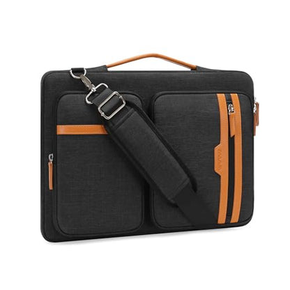 MOSISO 360 Protective Laptop Bag, Computer Bags | Laptop Sleeve Bag with Trolley Sleeve&2 Rectangle Pockets&Handle - color: Black, size: 13.3 inch