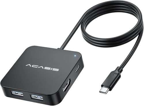 ACASIS USB C Hub Long Cable 4FT,10Gbps Multiport Adapter with 4K 60Hz HDMI | 100W Power Delivery, 3 USB A3.1+1 USB-C 3.1 Data Port, USB C to HDMI Adapter for MacBook, Dell, Lenovo, Surface, iPad PRO - color: Black