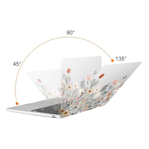 MOSISO Compatible with MacBook Air 13 inch Case M5 2026 M4 2025 M3 M2 2024-2022 A3449 A3240 A3113 A2681, Plastic Garden Flowers Hard Shell&Keyboard Cover&Screen Film for MacBook Air 13.6, Transparent - color: Transparent