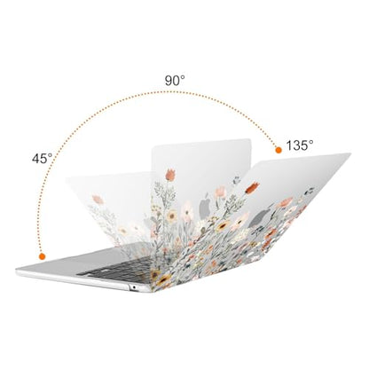 MOSISO Compatible with MacBook Air 13 inch Case M5 2026 M4 2025 M3 M2 2024-2022 A3449 A3240 A3113 A2681, Plastic Garden Flowers Hard Shell&Keyboard Cover&Screen Film for MacBook Air 13.6, Transparent - color: Transparent
