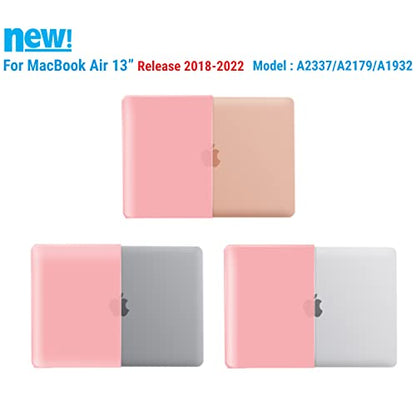 IBENZER Compatible with New MacBook Air 13 inch case 2022 2021 2020 M1 A2337 A2179 A1932, Hard Shell Case&Keyboard Cover&Screen Film for Mac Air 13 with Touch ID (2018-2022), Pink, AT13PK+2 - color: Pink