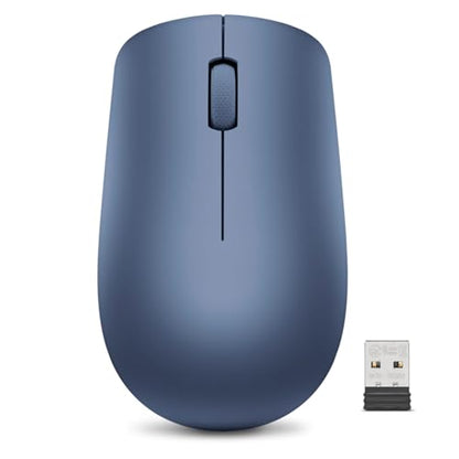 Lenovo 530 Wireless Mouse with Battery, 2.4GHz Nano USB, 1200 DPI Optical Sensor, Ergonomic for Left or Right Hand, Lightweight, GY50Z18986, Abyss Blue - color: Abyss Blue