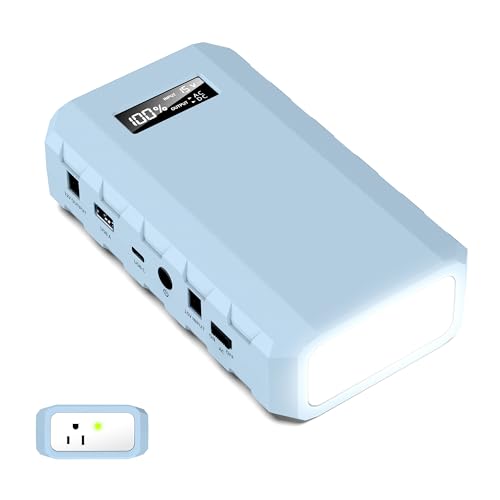 SinKeu 24000mAh Portable Charger Power Bank, 88Wh Portable Power Bank with AC Outlet, QC 3.0 USB/USB-C, DC Output, Led Flashlight, Portable Battery Charger for Home Camping Travel Power Backup - color: Light Blue