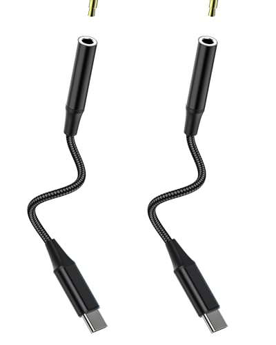 USB C to 3.5mm Headphone Jack Adapter(2 Pack) DAC AUX Dongle for Apple for iPhone 15 for ipad Compatible for Samsung Galaxy Headset Mic Audio Plug for Phone Speaker Earbuds for Laptop Stereo Sound