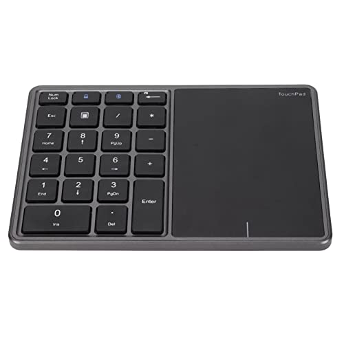 Zunate Numeric Keypad, 22 Keys Type C Rechargeable Number Pad with Touchpad, USB Receiver, Dual Mode Mini Numeric Keypad for Laptop, PC (Grey)