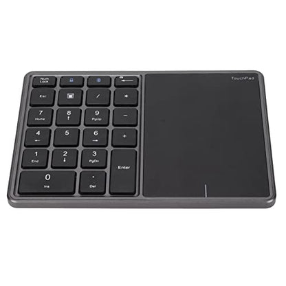 Zunate Numeric Keypad, 22 Keys Type C Rechargeable Number Pad with Touchpad, USB Receiver, Dual Mode Mini Numeric Keypad for Laptop, PC (Grey)