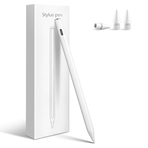 Stylus Pen for iPad 2026-2018 with 13mins Fast Charge,Tilt Sensitivity Palm Rejection Pencil for 11th (A16)/10/9/8/7/6 Gen, iPad Pro 11"/12.9"/M4/M5, iPad Air 3/4/5/M2/M3/M4, Mini 7/6/5 - color: white