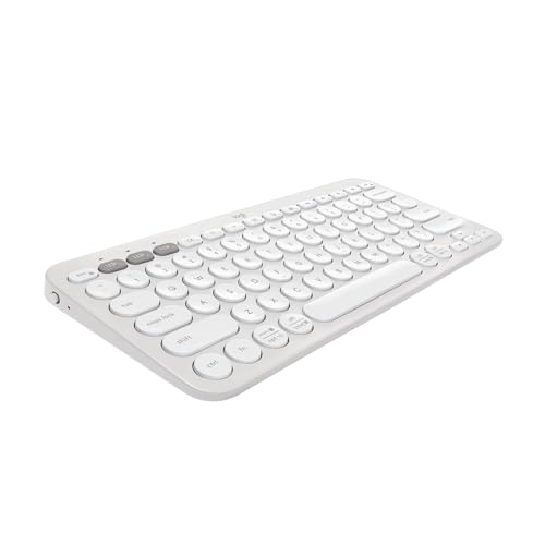 Logitech Pebble Keys 2 K380s Keyboard, Bluetooth, Wireless - Tonal White | Multi-device connectivity, customizable shortcuts, slim and portable, easy-switch for macOS, iPadOS, Android, Chrome OS - color: White