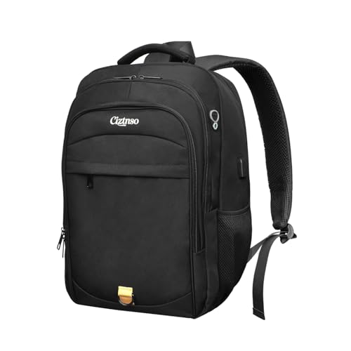 Durable 15.6 Inch Laptop Backpack, Anti-Theft Business Travel Backpack with USB Charging & Multiple Compartments, Water-Resistant Expandable Computer Bag for College and Work - Black