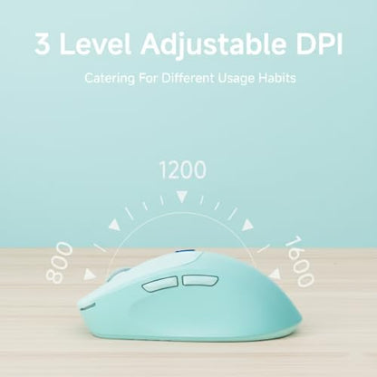 SEUNKWANG Dual-Mode Wireless Mouse with Visible Battery Indicator, Silent Rechargeable Bluetooth & 2.4G Computer Mouse, 1600 DPI, One-Click Desktop Privacy Key, Portable Mice for Laptop/PC/Mac - Blue - color: Blue