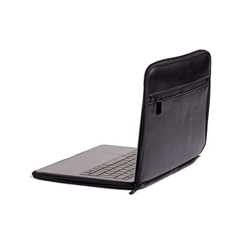 4-in-1 Laptop Screen Shade – Original Pro Sleeve – Built-In 4-in-1 Screen Shade, VeganHemp Leather, Sun, Privacy, Heat & Contrast Protection, Fits 14” MacBook, Patented, Black | PHILBERT Danish Design - color: Black, size: 14in