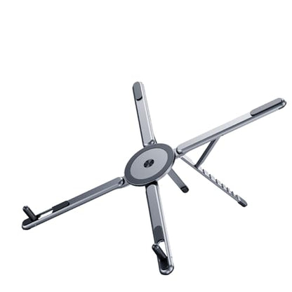 Portable Laptop Stand, Adjustable Aluminum X-Frame Computer Riser, Foldable Notebook Holder with Multi-Angle Support