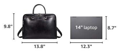 Blofinche Laptop Messenger shoulder bag: Genuine Leather work Briefcase 13.3 15.6 inch designer Satchel handbag - color: Black, size: 15.6 inch