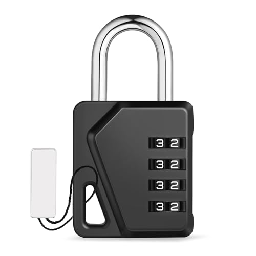 ZHEGE Locker Lock, 4 Digit Combination Padlock with DIY Name Tag (Black) | School/Work/Gym Locker Lock, Easy to Read with Big White Number - color: 1Pack, Black, size: 1P