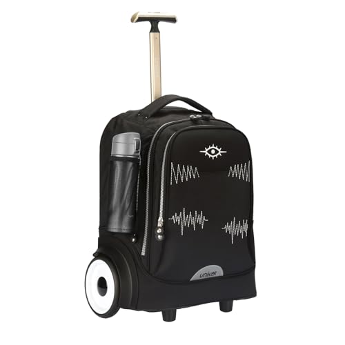 Rolling Laptop Bag with Quiet Wheels for 15.6 Inch Laptop, 6inch Large Wheel Roller Bag,Backpack with Wheels, The Evil Eye Wheeled Computer Bag - color: T5- The Evil Eye
