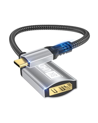 USB C to DisplayPort Adapter, 8K Type-C Male to DisplayPort 1.4 Female, 8K@60Hz, 4K@144Hz, 4K@120Hz Dynamic HDR Thunderbolt 4/3 to Display Port for iPhone 16/15Series, MacBookPro, Galaxy S24