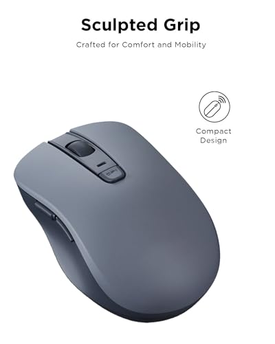 Lenovo Bluetooth Silent Mouse (WL300) - 5 Button Computer Mouse with Silent Left & Right Click – Sculpted Grip, Microsoft Swift Pair, Up to 1600 DPI (Grey) - color: WL300 Grey