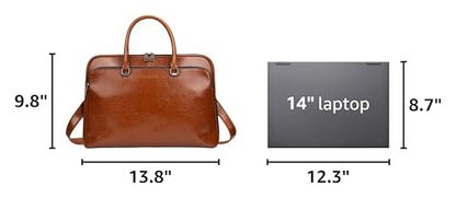Blofinche Laptop Messenger shoulder bag: Genuine Leather work Briefcase 13.3 15.6 inch designer Satchel handbag - color: Brown, size: 15.6 inch