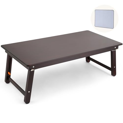 Nnewvante Large Size Floor Desk, Folding Low Coffee Table, Black Walnut | No Assembly Required, Adjustable Floor Table For Breakfast Gaming Writing, 33.5"x17.7" - color: Black Walnut, size: 33.5 inch