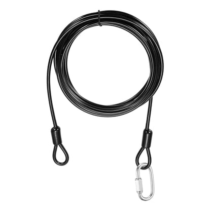 PATIKIL Security Cable Lock (5/32" Dia 9.8ft, Black) Vinyl Coated 304 Stainless Steel Double Loop Flexible Wire Rope Safety Cable with Quick Links Locking Connectors - color: Black, size: 5/32" x 9.8ft