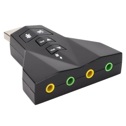 USB Sound Card Virtual 7.1 Channel – External Stereo Adapter for Headphone and Microphone, Plug and Play for Windows PC, Laptop