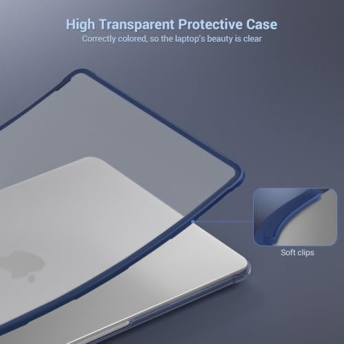 MOSISO Compatible with MacBook Air 13 inch Case M5 2026 M4 M3 M2 2025-2022 | A3449 A3240 A3113 A2681,Seamlessly Closes Reinforced Crack-Resistant Hard Shell for MacBook Air 13.6 inch Case,Midnight Clear - color: Midnight Clear