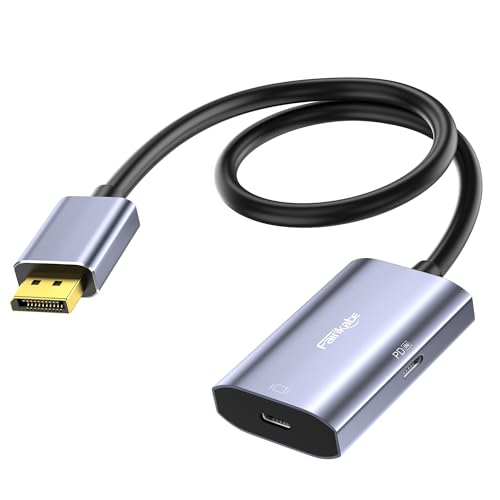 fairikabe DisplayPort to USB C Adapter 8K@30Hz 4K@144Hz, DP 1.4 to USB-C Monitor Converter with 65W PD Charging, Plug & Play for PC, Laptop, GPU, USB-C Portable Monitor (DP Alt Mode Required)