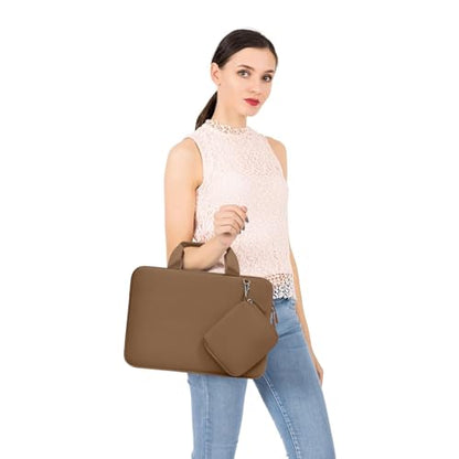 MOSISO Laptop Case 13.3 inch, 13-13.3 inch Laptop Sleeve Carry Computer Bag | Compatible with MacBook Air/Pro 13/Pro 14, HP Dell ASUS Lenovo, Neoprene Bag with Handle&Detachable Small Case, Mocha - color: Mocha, size: 13.3 inch