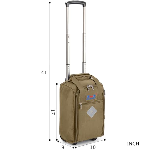 Boardingblue 17x10x9 Inches United Airlines Rolling Personal Item Under Seat Duffle Bag Luggage Suitable For Major Airlines Including Spirit, and Frontier Airline - color: Beige