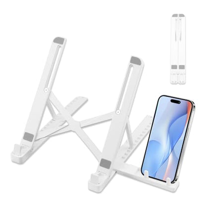 Laptop Stand for Desk,Adjustable ABS & Silicone Foldable Riser with Ventilated Cooling-Holder for 10-15.6" Notebooks,Tablets and Computers,White - color: White