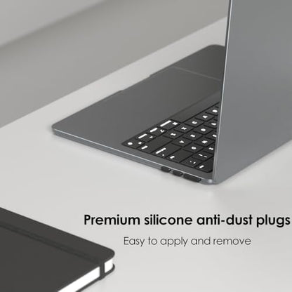ProElife 7-Pcs Anti Dust Dirt Plug for MacBook Air 15 M5 Accessories, Black | Protective Laptop Silicone Anti Dirt Protective Cover, Durable & Reusable, Custom Fit Design, Easy to Apply and Clean - color: Black